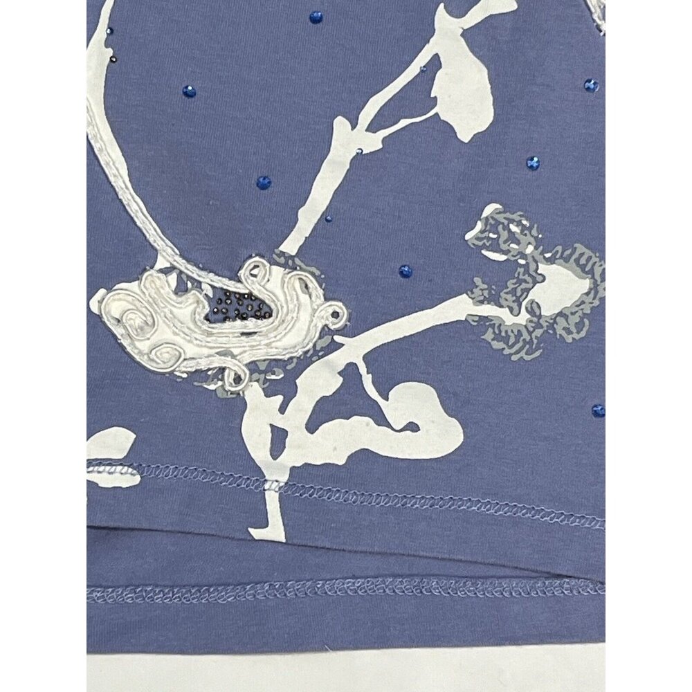 Princess Cruises Lilac Purple Floral Appliqué Rhinestone Shirt Women Sz Medium - Picture 6 of 14